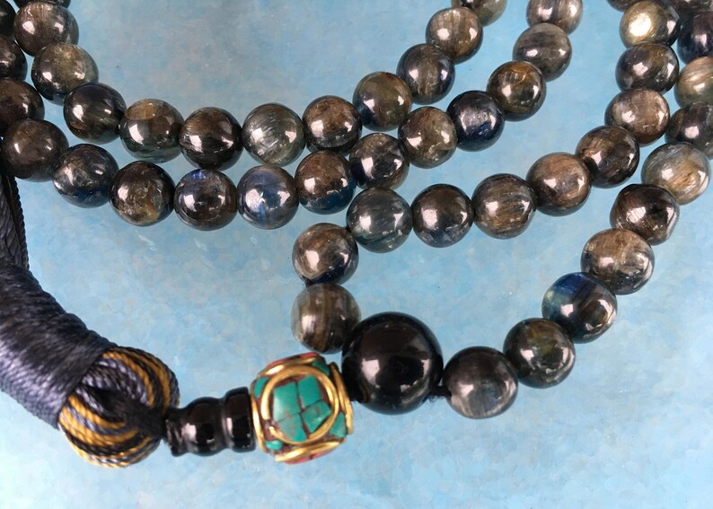 6-7 mm AAA Grade Kyanite Mala Beads Necklace Kyanite knotted Healing Mala Beads Energized 108 Genuine Kyanite Gemstone Ma kyanite Jewelry
