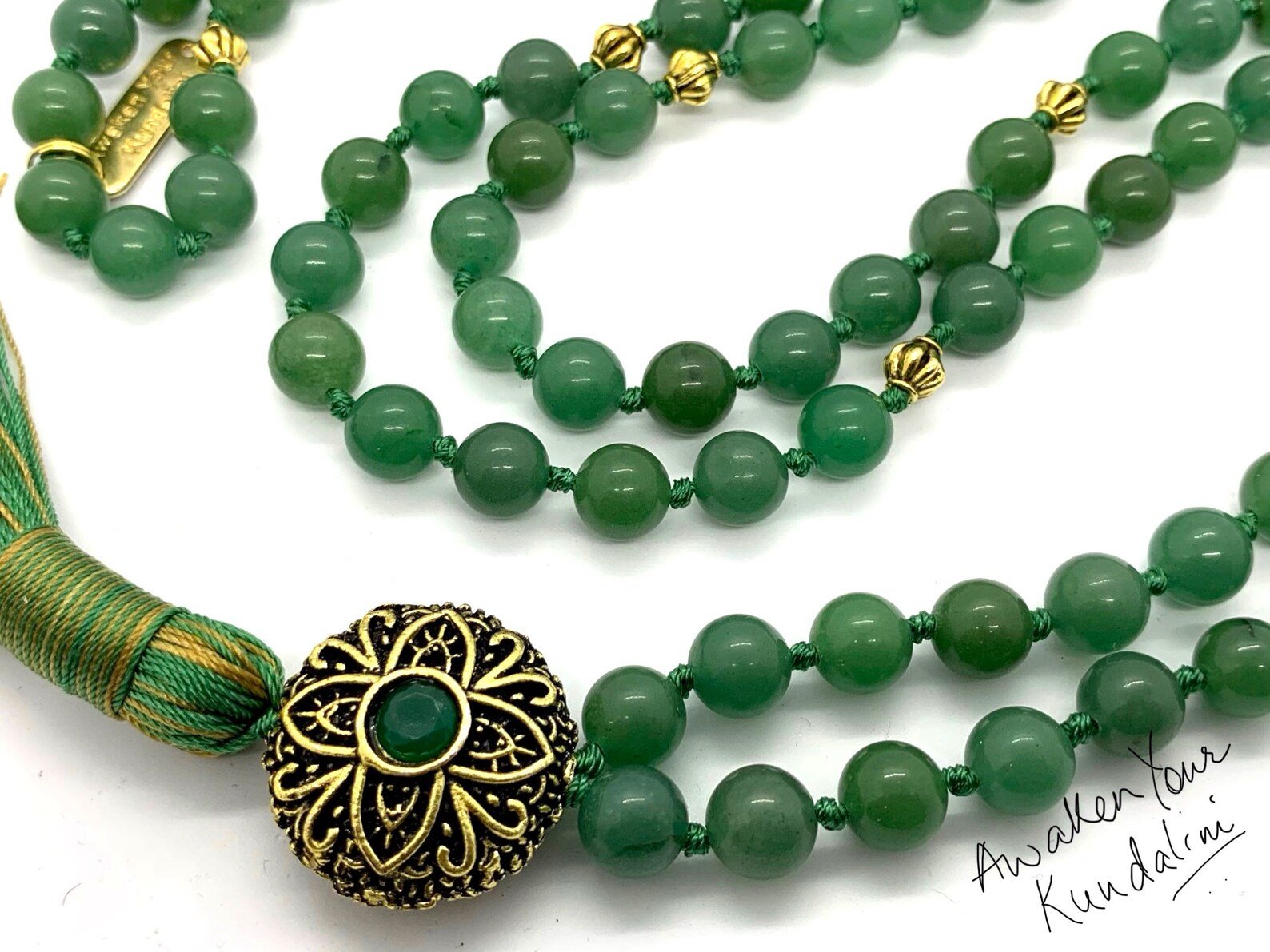 Heart Chakra Green Aventurine Knotted Necklace Aventurine Mala Etsy
