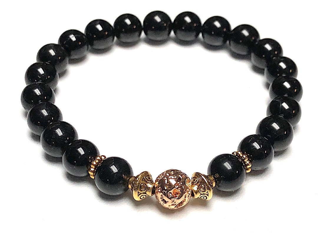 Black Gemstone Beads Bracelet, For Healing & Party Wear, Size: 5-10 cm at  Rs 200/piece in Jaipur
