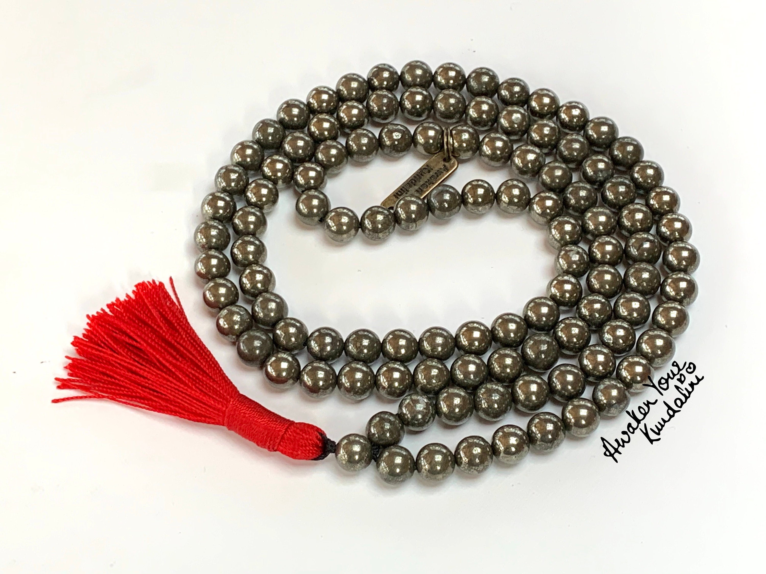108 Mala Beads Pyrite Mala Necklace AAA Golden Pyrite Beads
