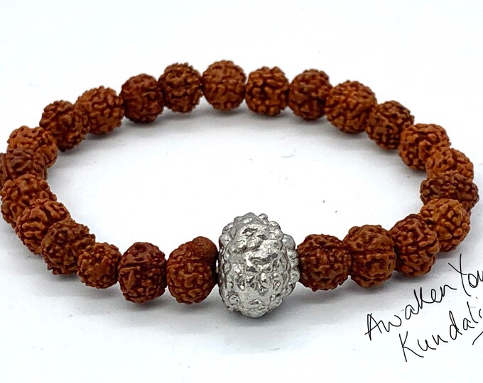 Ganesha bracelet, Hindu Ganesh pendant, Rudraksha jewelry, Yoga gifts, Business success amulet, Shiva jewellery, real 5 Mukhi Rudraksh bead