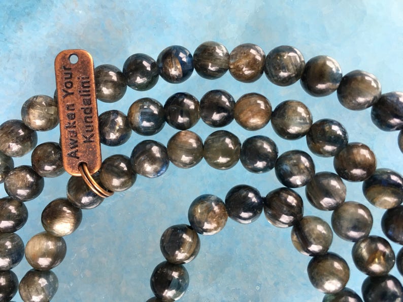 6-7 mm AAA Grade Kyanite Mala Beads Necklace Kyanite knotted Healing Mala Beads Energized 108 Genuine Kyanite Gemstone Ma kyanite Jewelry