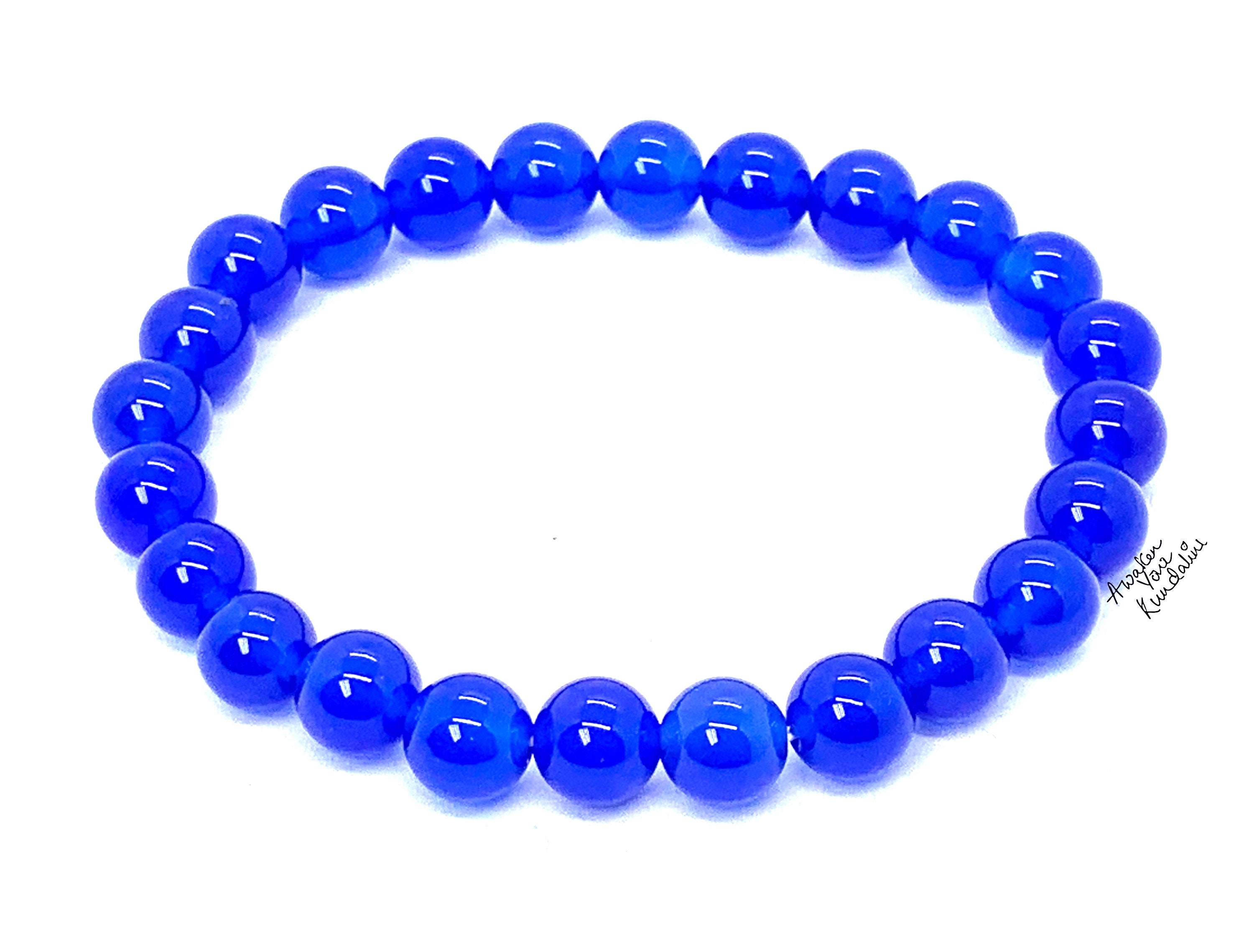 8mm Blue Jade Wrist Mala Beads Healing Bracelet Blessed Karma