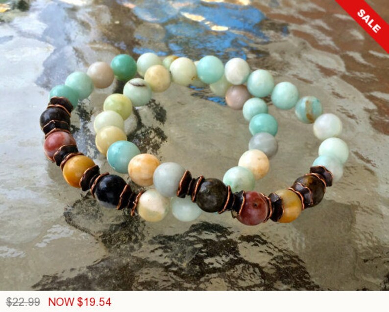 Christmas Sale Sky Blue Bracelet Amazonite Wrist Mala Beads Bracelet Sky Blue Gifts Sea Blue Br Bracelet Gift Idea Amazonite Jewelry