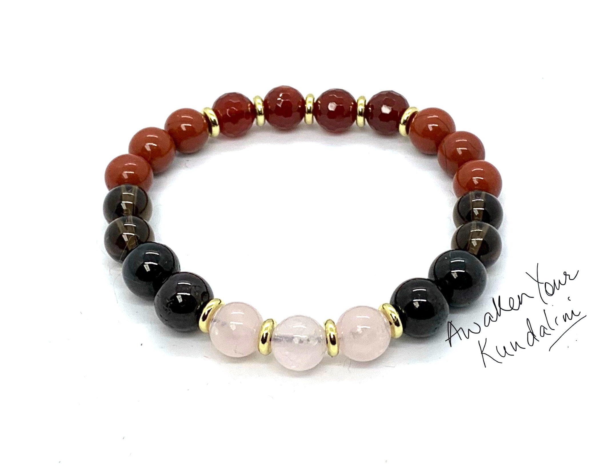 Rhodonite with Red Jasper Large Bead Bracelet for Love