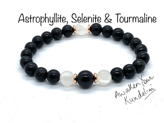 selenite and tourmaline
