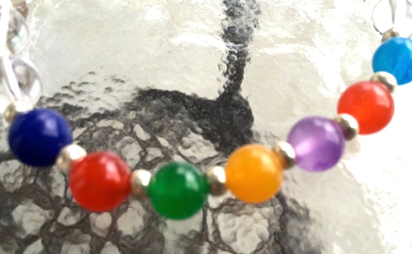 Seven Chakra Quartz Jade Chakra Bracelet, Wrist Bracelet, Self Healer