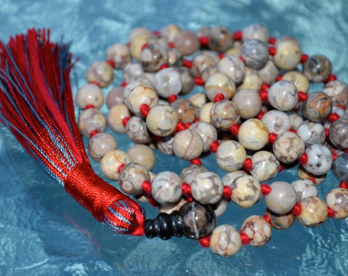 Yoga beads, 108 Maifan Knotted Mala Beads Necklace - To treat various Skin problems, elements such as calcium, iron, zinc, magnesium, copper