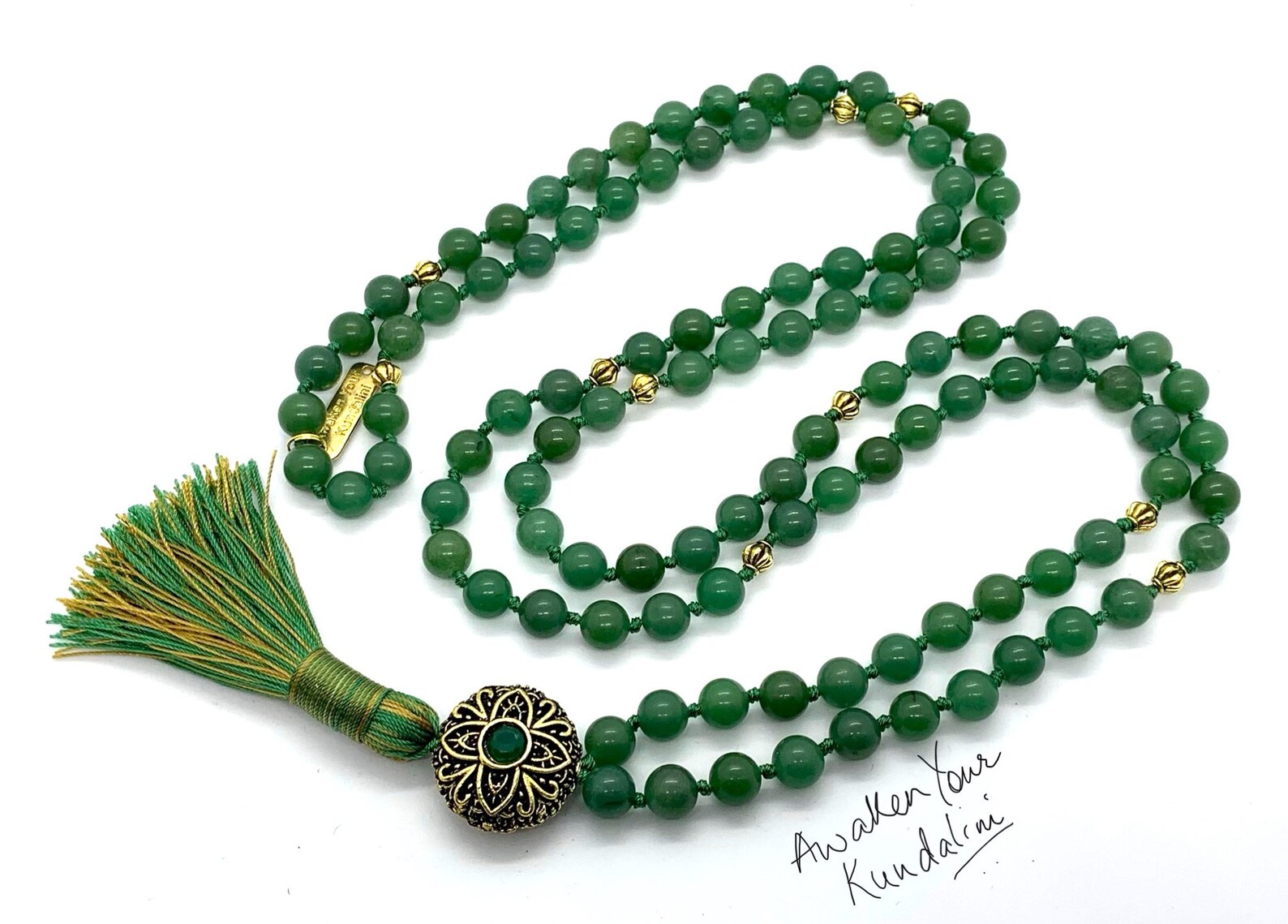 Heart Chakra Green Aventurine Knotted Necklace Aventurine Mala Etsy