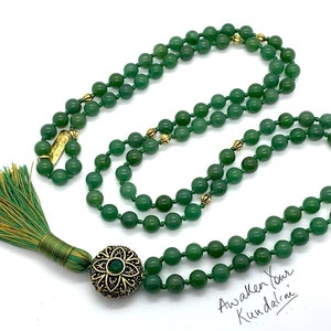 Heart Chakra Green Aventurine Knotted Necklace Aventurine Mala 108 Beads chakra healing crystals Unconditional love Understanding Openness