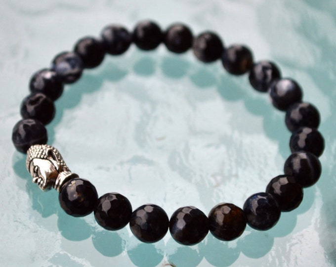 Empath Protection // Buddha and Black Tourmaline Bracelet // Aura and Negative Energy Protection // Reiki Jewelry // Healing Crystal Mala