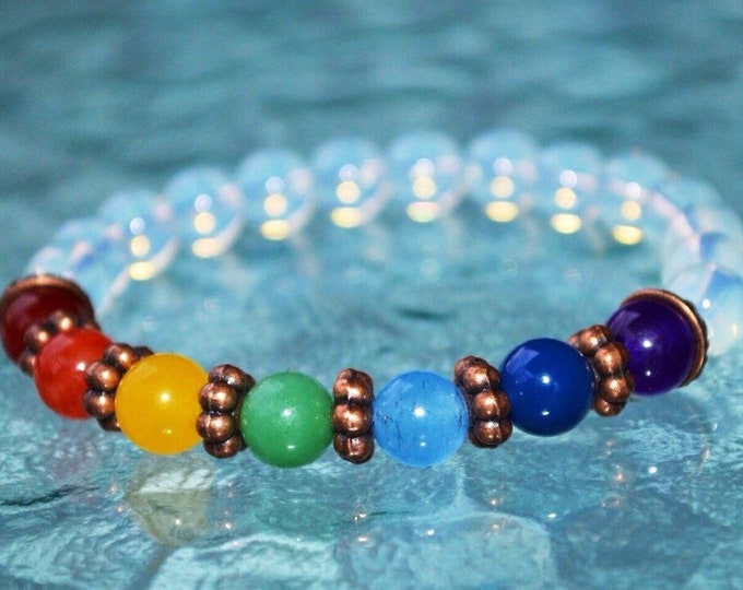 7 Chakra Bracelet with Opal Beads, For Men & Women