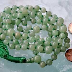 AAA Natural Green Aventurine Mala Necklace, 108 Mala Beads, Mala Necklace, Mala, Meditation Beads, Mala Beads, Mala Prayer Beads, Knotted image 5