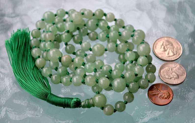 AAA Natural Green Aventurine Mala Necklace, 108 Mala Beads, Mala Necklace, Mala, Meditation Beads, Mala Beads, Mala Prayer Beads, Knotted image 5