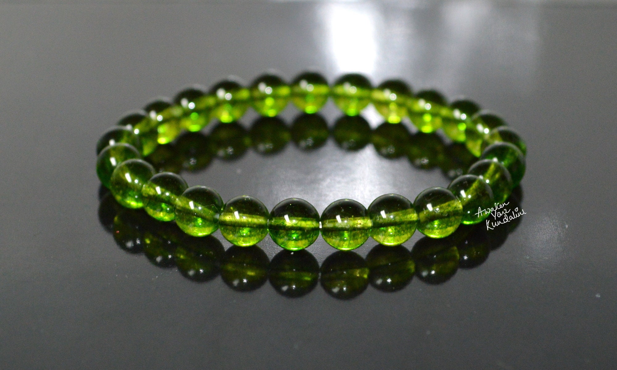 8mm Peridot Bracelet, August Birthstone Bracelet, Men Birthstone