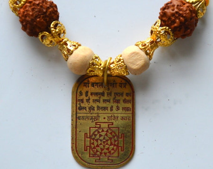 Sri Baglamukhi Shakti (Power) Yantra Kavach Pendant Hindu Amulet