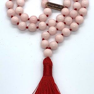 Pink Jade Hand Knotted 541 Mala Beads Necklace Energized Karma Nirvana Meditation 10 mm Prayer Beads For Awakening Chakra Kundalini image 5