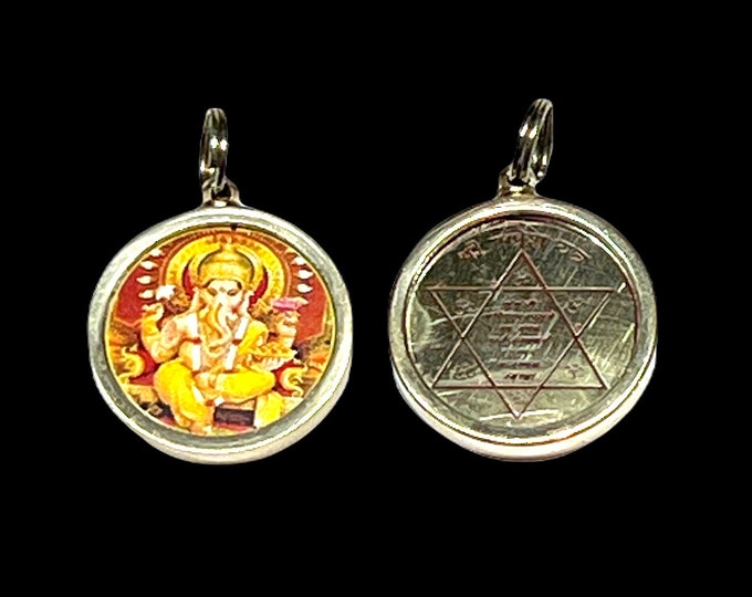 Ganesh Yantra Locket Pendant Ganesha Kavach for Obstacle Removal & Prosperity - Divine Yantra - Approx. Size 1.25" Inches