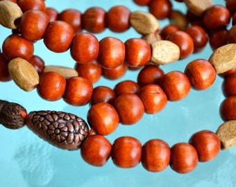 108 Wooden Dyed Handmade Mala Beads Necklace - Blessed Karma Nirvana Meditation 8mm Prayer Bead For Awakening Chakra KundaliniChristmas