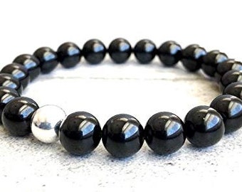 Empath Black Tourmaline Parad Mala Beaded Bracelet Protects from Negative Energy EMF Empath Protection October Birthstone Beaded Bracelet