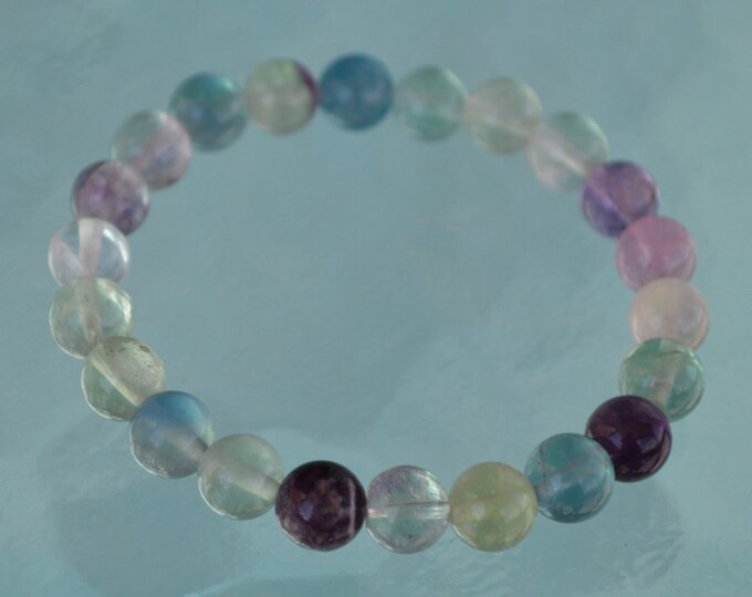 8 mm Fluorite Bracelet Rainbow Bracelet Rainbow Fluorite Bracelet  friendship bracelet Fluorite Stone beaded stretch green fluorite crystal