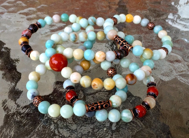 Christmas Sale Sky Blue Bracelet Amazonite Wrist Mala Beads Bracelet Sky Blue Gifts Sea Blue Br Bracelet Gift Idea Amazonite Jewelry