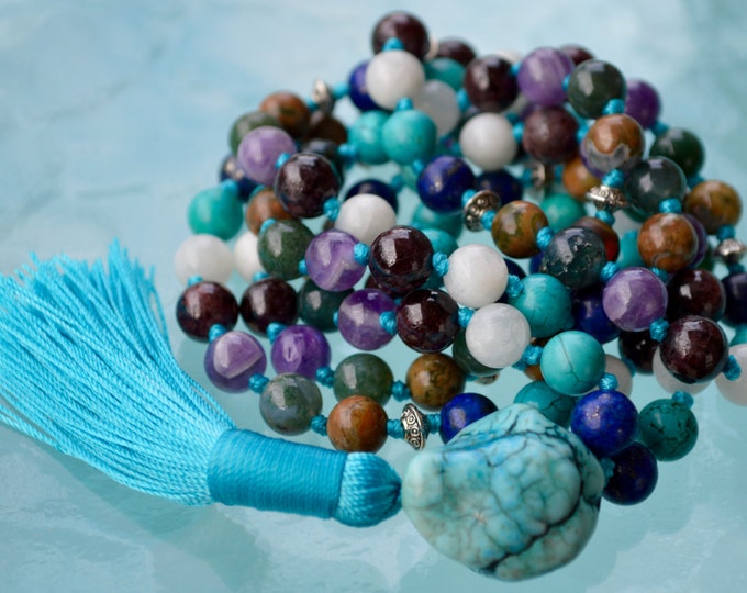 The Ultimate Aquarius mala Zodiac mala, Aquarius sunsign necklace, astrological aquarius mala beads necklace, 108 mala beads for Aquarians