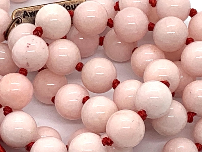 Pink Jade Hand Knotted 541 Mala Beads Necklace Energized Karma Nirvana Meditation 10 mm Prayer Beads For Awakening Chakra Kundalini image 4