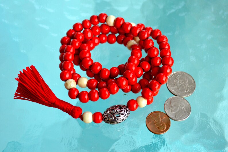 108 Wooden Dyed Handmade Mala Beads Necklace blessed Karma Etsy