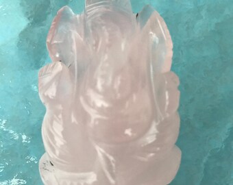 Rose Quartz Ganesha, Gemstone Idol of Lord Ganesh  1.75"-2" inches