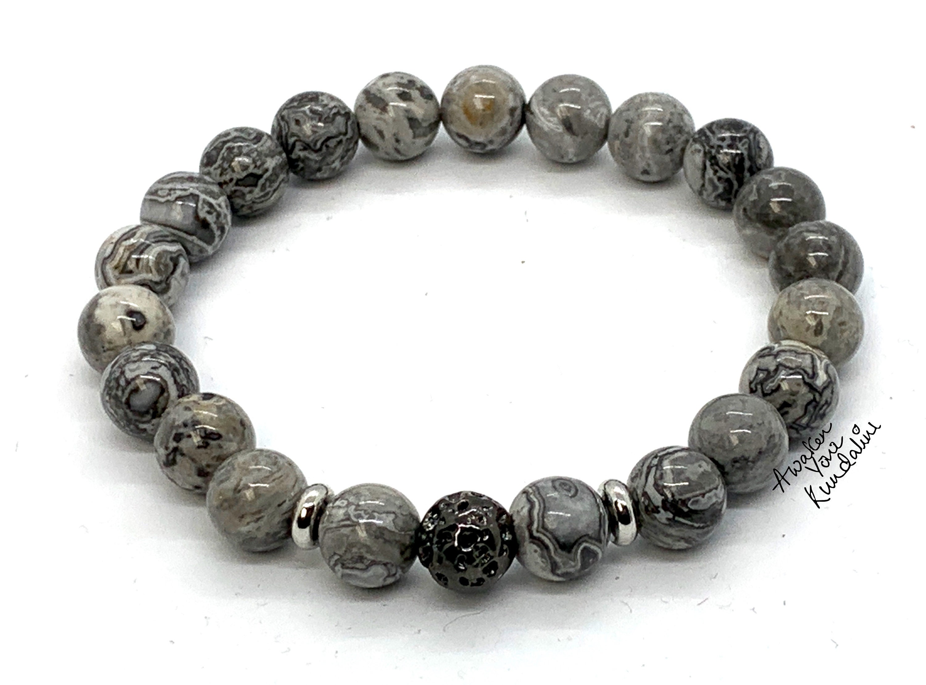 Amazon.com: MengPa Mens Beaded Bracelets Couples Matching Bracelet Set  Matte Lava Rock Beads for Women Stone Jewelry (Alabaster) US4163H:  Clothing, Shoes & Jewelry