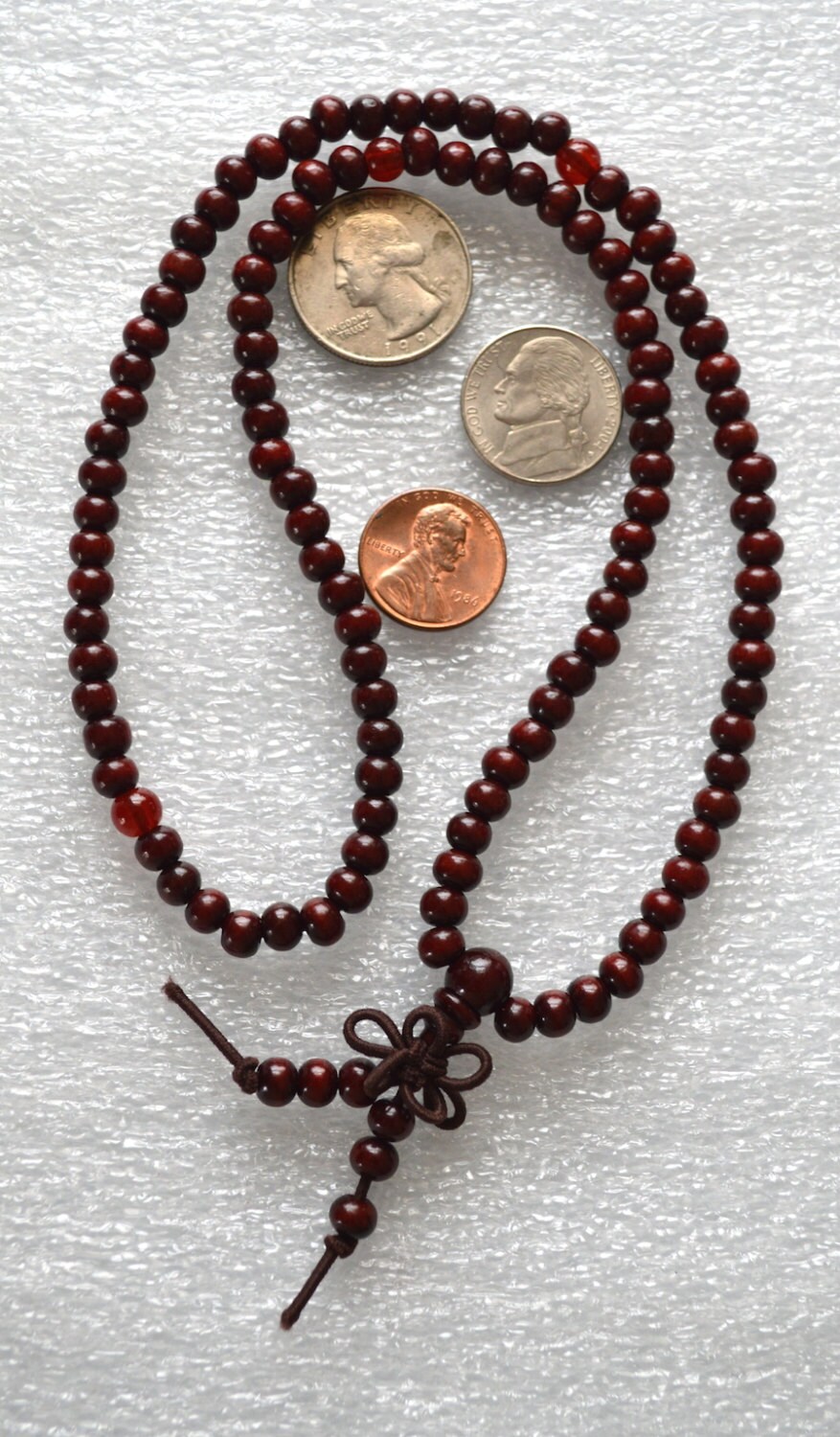 108 Red Sandalwood Mala Beads Necklace - Energized Karma Nirvana