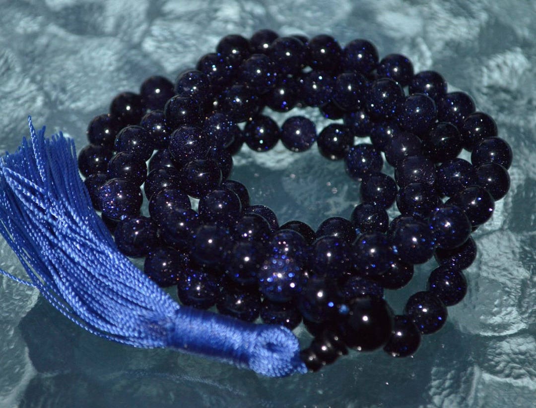 8mm Blue Goldstone Sandstone Onyx Prayer Beads Handmade Japa Mala Karma  Nirvana Meditation Awakening Chakra Kundalini Rosary,gifts for Him 
