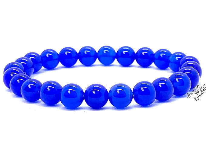 8mm Blue Jade Wrist Mala Beads Healing Bracelet - Blessed Karma Nirvana Meditation Prayer Beads For Awakening Chakra KundaliniChristmas