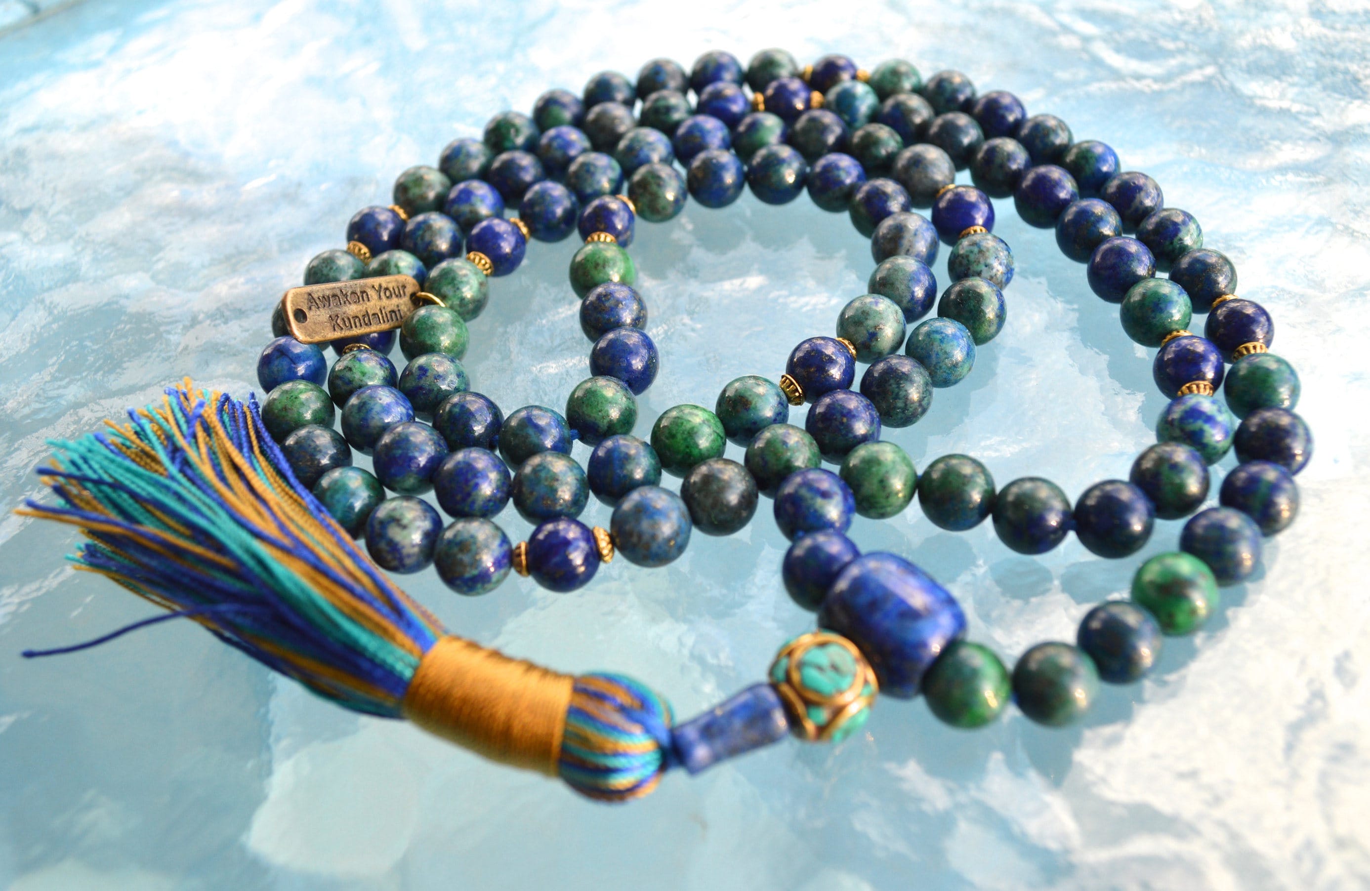 Blue Pottery Full Beaded Long Necklace - Cobalt Blue