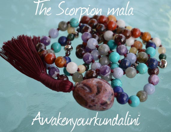 The Ultimate Scorpio mala Zodiac mala, Scorpio sunsign necklace, astrological scorpion mala beads necklace, November Birthstone mala beads