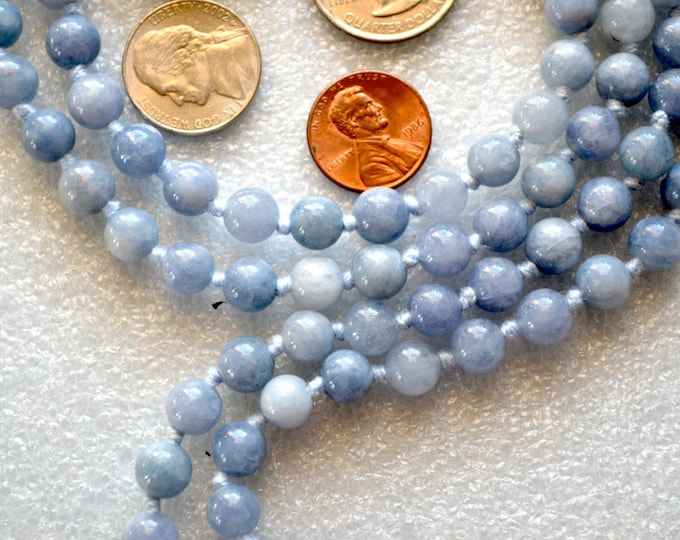 AQUAMARINE 108 Beads Healing Mala Beads Necklace, 7 Chakra Meditation Spiritual Protection Natural Stone Prayer Beads Necklace
