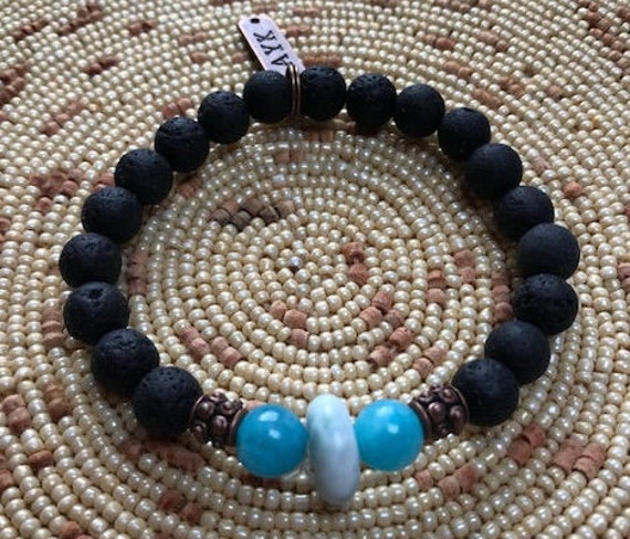 Quartz PROTECTIONAmazonite & Selenite Gemstone Bracelet Blue Turquoise