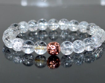 Crackled Quartz Healing Crystals bracelet Anxiety Stress Gifts Crystals Rose Gold & Quartz Bracelet Women Kids Protection Bracelet Gemstone