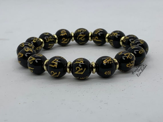 Amazon.com: Black Skull Mens Shamballa Bracelet, Natural Stone, Swarovski  Pearls, Onyx, Jasper, Agate Mala Beads Beaded Bracelet Tibetan Mantra Om  Mani Padme Hum, Gift for Him, Crux Crystals : Handmade Products