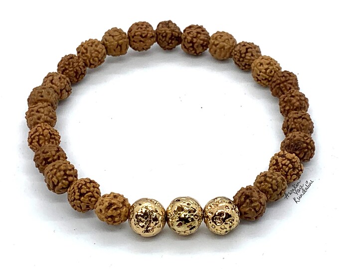 Handmade Rudraksha Mala Beads Bracelet, Small Shiva Tears: Genuine Rudraksha Beads, Rudrakash Bracelet, Natural Indian Rudraksha Jewelry