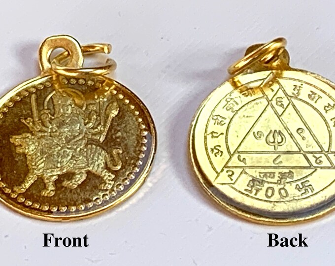 Sri Durga Bisa Beesa Yantra Navdurga Kavach Pendant Amulet - Blessed & Energized Gold Plated Beautifully Engraved Laminated YantraChristmas