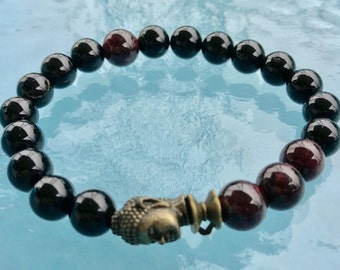 Genuine Black Tourmaline bracelet Garnet Buddha minimalist gemstone bracelet crystal bracelets for men women black tourmaline gifts for him