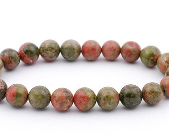 Father day gift for men bracelet for him jewelry unisex bracelet AAA Unakite bracelet gemstone bracelet unakite jewelry beaded bracelet mens