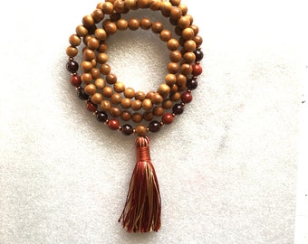 Sacral Chakra Healing Mala , Awakening Sacral Chakra Jewelry, 108 Sacral Chakra Wrap Mala Beads, 108 Wooden Wrap Mala Beads Necklace