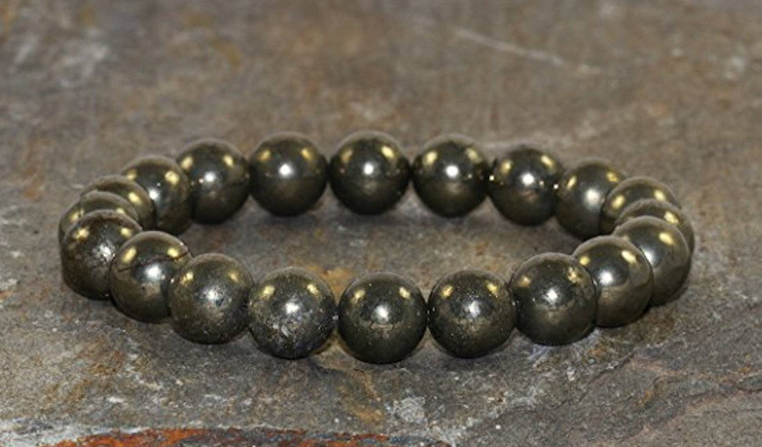 108 Energized 8 Mm Golden Pyrite Mala Bead Stack Bracelet
