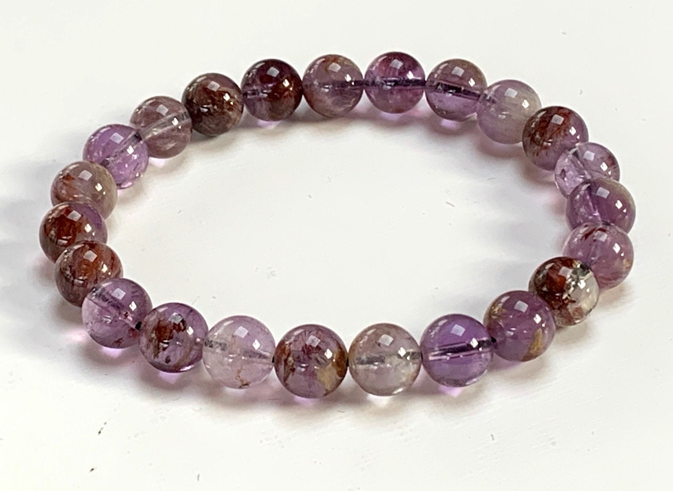 Grade A Amethyst Crystal Bead Bracelet 8mm, Purple Amethyst