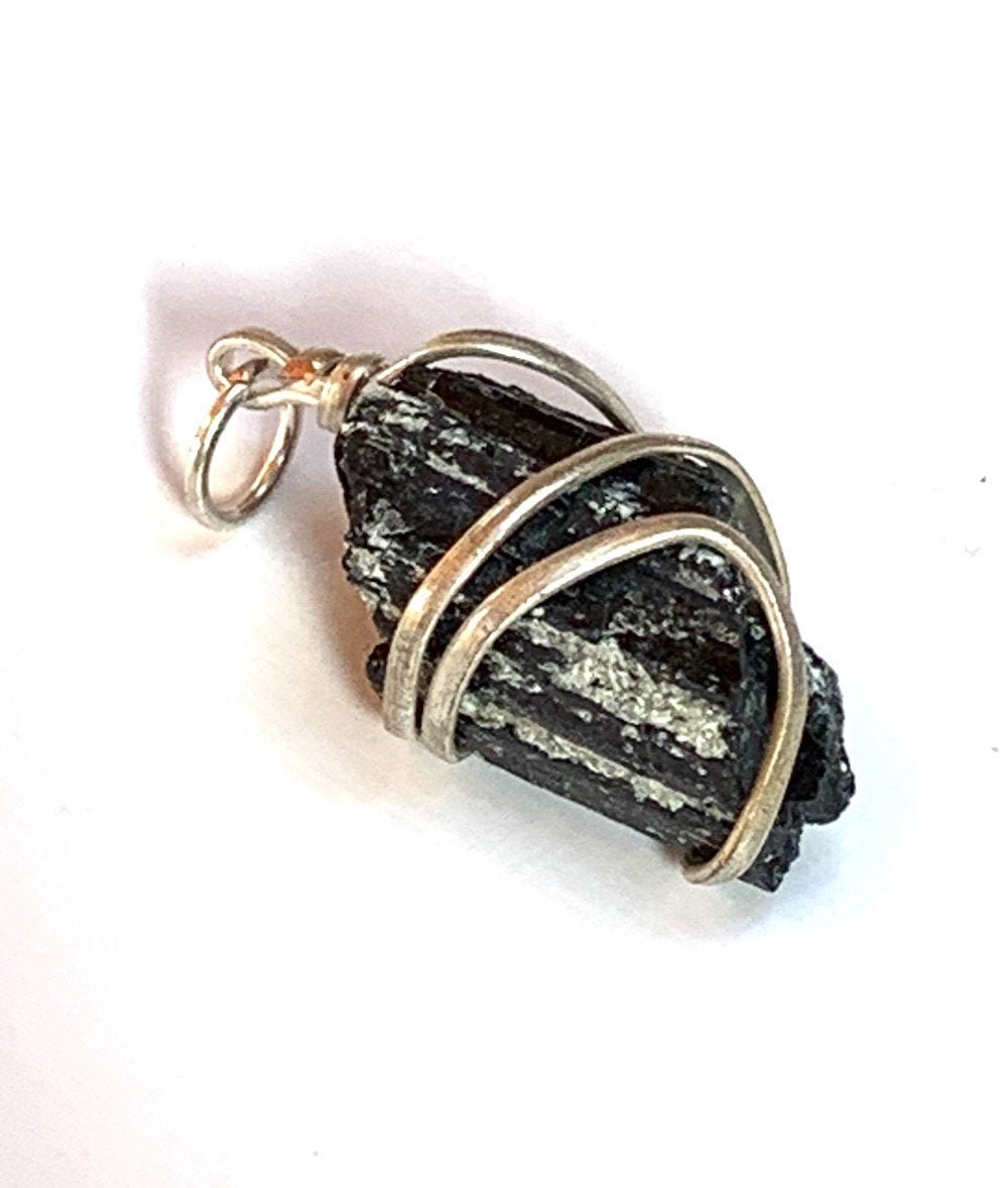Black Tourmaline Necklace, October Birthstone, Genuine Gemstone Nugget