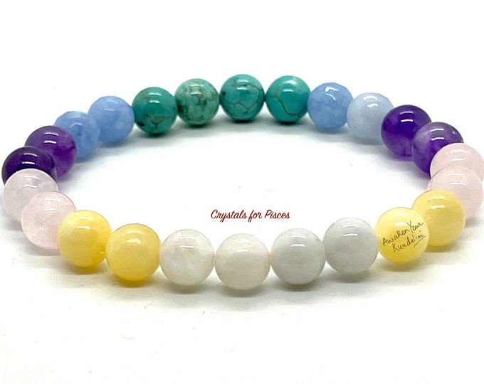 PISCES Healing Crystal Chakra Bracelet for Women Men, 12 Zodiac Signs Bracelet, Constellations Bracelet, Bead Bracelet, Beaded Bracelet