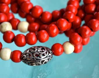 108 Wooden Dyed Handmade Mala Beads Necklace -Blessed Karma Nirvana Meditation 8mm Prayer Bead For Awakening Chakra KundaliniChristmas